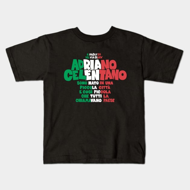 Adriano Celentano - il ragazzo del via gluck Kids T-Shirt by Boogosh